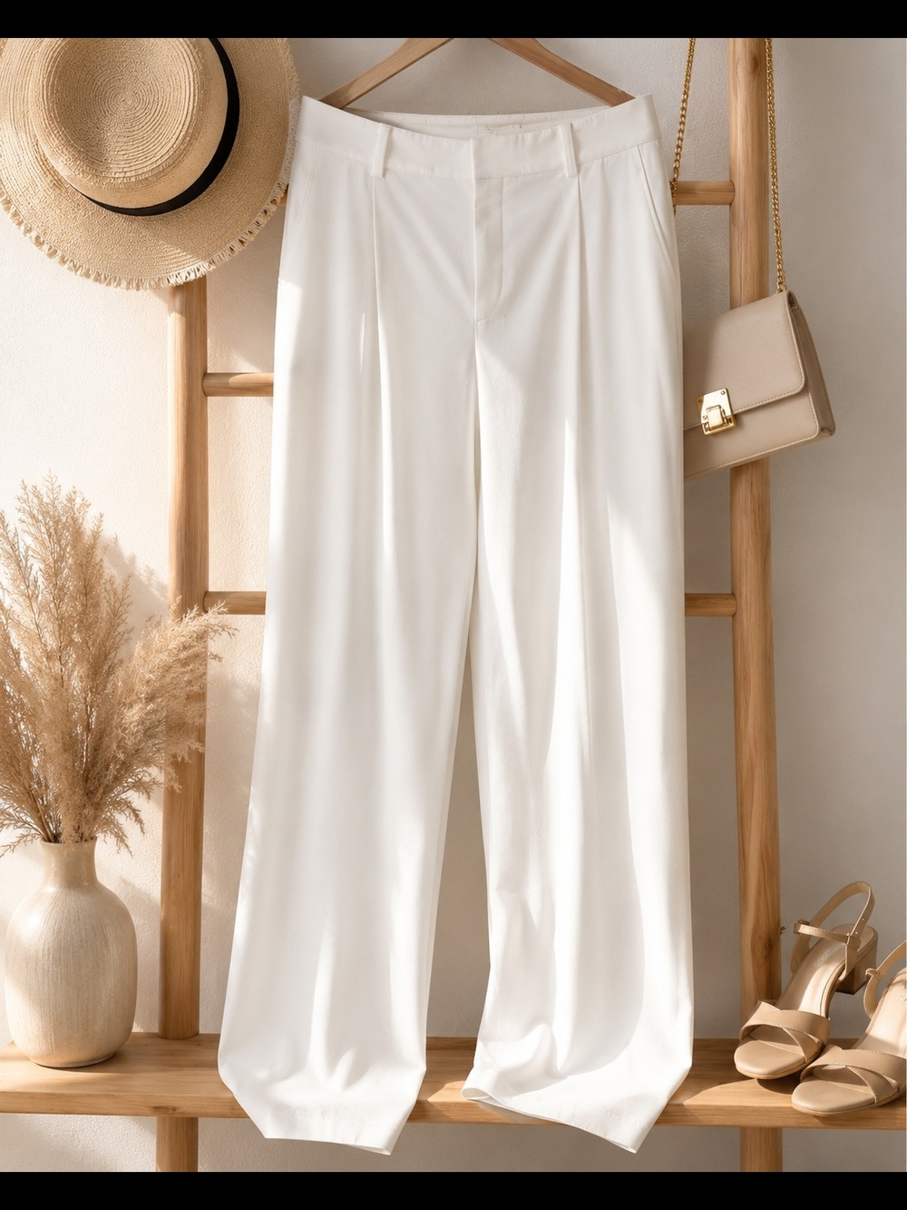 XL Uniqlo Cream Wide-Leg Dress Pants